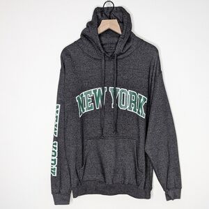 Social Culture New York Hoodie Sweatshirt Gray Green Athleisure XL